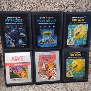 Atari Video Games Lot Asteroids Centipede Pacman Video Pinball Crystal Castles